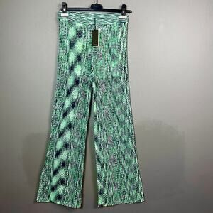 Monrow pants small NWT space dye crochet wide‎ leg pant blue breathable rave